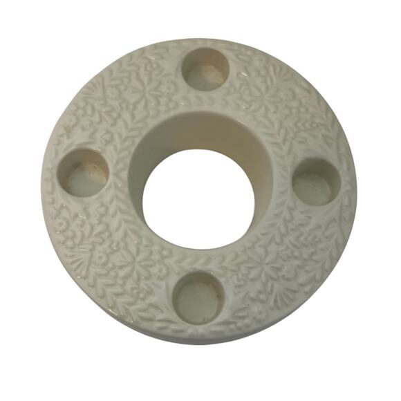 Hallmark Advent Candle Holder White Ceramic Floral Peace In Our World Round HTF - Picture 3 of 9